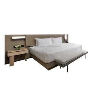Meubles d'hôtellerie minimalistes, ensemble de meubles de chambre d'hôtel 3 étoiles modernes, lit king size ou queen size avec tête de lit et tables de chevet - Product Image 1