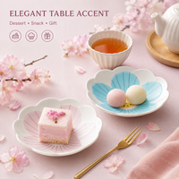 Ensemble d'assiettes à dîner en porcelaine de 8 pouces, motif floral élégant peint à la main, vaisselle écologique pour servir des salades, des desserts et des apéritifs