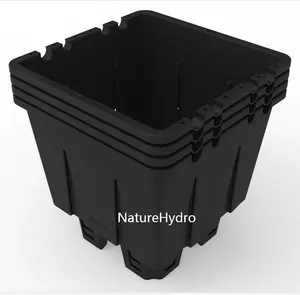 Usine 25L 30L 40L Pot en plastique PP Pots de myrtilles de culture carrés avec trous de drainage