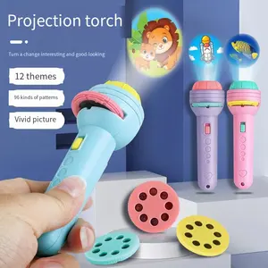 Early Education Baby Sleeping Story Flashlight Projector Lamp Toy Mini Slide Story Book Light Up Toy Xmas Gift Toy With Candy