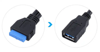 Trends 2 puertos USB 3,0 a montaje en panel hembra a placa base Cable de 20 pines