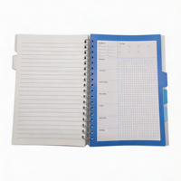 Carnet à spirales en métal à couverture rigide B5 avec séparateurs, couverture en PP semi-transparente, 120 feuilles