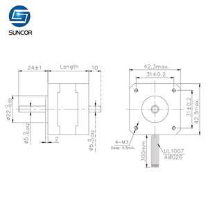 <span class=keywords><strong>Motor</strong></span> Paso a Paso Nema 23, 4.2A, 3.0nm (425oz.in), 100mm de Longitud, con <span class=keywords><strong>Motor</strong></span> Paso a Paso Híbrido de <span class=keywords><strong>8mm</strong></span> 57 / Nema 23 / 5718hb2401 Suncor - Product Image 3