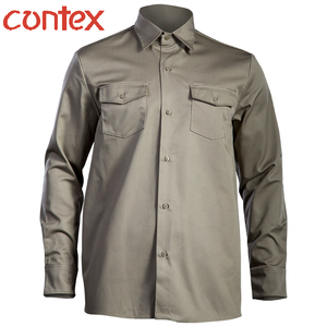 建筑男式长袖涤棉混纺斜纹中重工作服衬衫 - Product Image 1