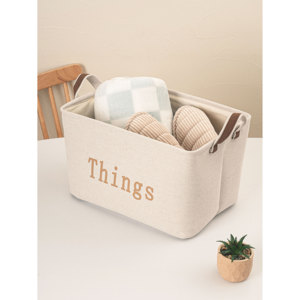 Cestino portaoggetti in tessuto 38X26X23 cm con maniglia per l'organizzazione e lo stoccaggio a casa - Product Image 1