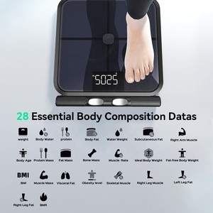 Analyseur <span class=keywords><strong>de</strong></span> composition corporelle intelligent numérique BIA à 8 électrodes, <span class=keywords><strong>de</strong></span> la main au pied, avec capacité <span class=keywords><strong>de</strong></span> 180 kg, alimenté par <span class=keywords><strong>batterie</strong></span>, verre trempé - Product Image 2