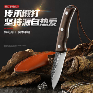 Cuchillo pequeño forjado, cuchillo para carne para exteriores, cuchillo de mano, cuchillo mongol, cuchillo portátil de acero inoxidable para barbacoa y - Product Image 2
