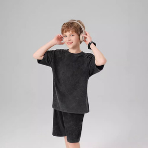 Set <span class=keywords><strong>di</strong></span> pantaloncini sportivi in cotone pesante 100% tinta unita, morbidi e delicati sulla pelle, per <span class=keywords><strong>ragazzi</strong></span>, per la <span class=keywords><strong>vita</strong></span> quotidiana. - Product Image 2