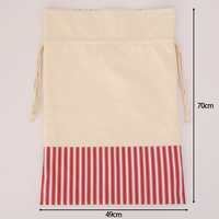 Sac cadeau de Noël à cordon avec bande à carreaux et attache en corde, sac de Père Noël en toile pour les grands cadeaux