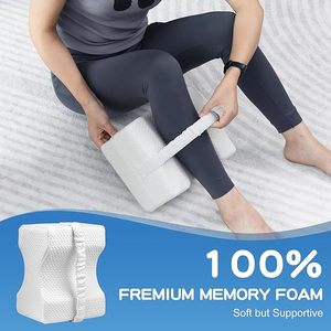 Bantal perjalanan busa memori ortopedi untuk Bantal Tidur samping bentuk persegi panjang bantal lutut yang dapat dilepas untuk Hotel