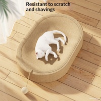 Lit grattoir ovale en sisal pour chat, 2-en-1 : tapis de grattage et de couchage pour chat avec corde de suspension pour chats d'intérieur, faible MOQ