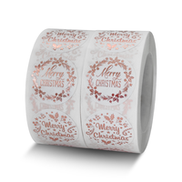 Autocollants adhésifs de remerciement, Noël, or rose, ronds de 1 pouce, 500 feuilles par rouleau, autocollants de décoration pour cadeaux