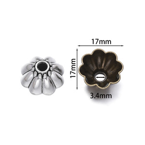 Zinc Alloy <b>Flower</b> Bead Caps For <b>Bracelet</b> Making Ancient Silver And Bronze Plated DIY Jewelry Findings 10mm Hollowed Out Shape - Product Image 2