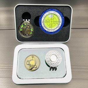 Portable Metal <b>Golf</b> Ball Marker With Slope Gauge Dual Side Design For Outdoor Use Zinc Alloy Cap Clip - Product Image 2