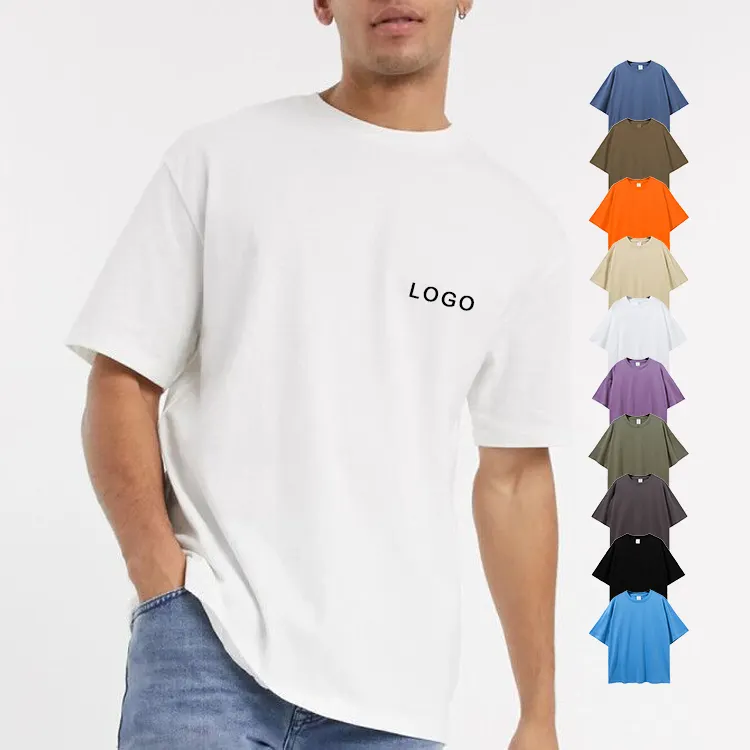 T-shirt surdimensionné uni de haute qualité, impression, broderie personnalisée vierge 100 coton pour hommes