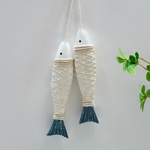 Mediterranean Style Wooden Fish Wall Hanging 4Pcs Pine Handcrafted Home <b>Decor</b> Irregular Shape - Product Image 2