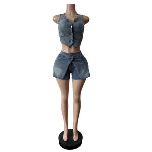 Nuovi Arrivi Estivi: Shorts Casual Senza Maniche <span class=keywords><strong>in</strong></span> Denim per Donna - Product Image 1