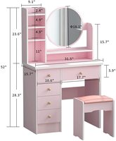 Modèles modernes en bois transparent au design nordique rose Panneau de particules Europe GM Home Bedroom Vanati Dressing Table Mirror for Hotel