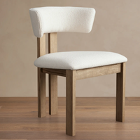 Chaise de salle à manger moderne en bois massif, écologique, durable, avec dossier incurvé et revêtement en velours bouclé, options de couleurs disponibles