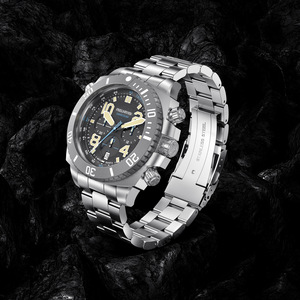 JUST Men's Quartz <b>Watch</b> Stainless Steel <b>Case</b> Folding Clasp with Safety Chronograph Tachymeter Luminous Waterproof Date Analog - Product Image 3