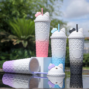 แก้วพลาสติกสองชั้นลายการ์ตูนทุเรียนเคที ความจุเยอะ ผลิตจากโรงงานโดยตรง เหมาะสำหรับงานปาร์ตี้ - Product Image 4