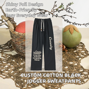 Pantalones Deportivos Casuales Personalizados para Hombre, Lavado Claro, Cintura Media, Cierre con Cordón, Pierna Recta, Estampado Negro Metalizado, Joggers de Marca Moderna 2025 - Product Image 2