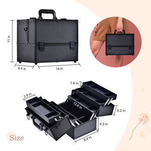 Extra Large <b>Makeup</b> <b>Case</b> Professional Cosmetic Train <b>Case</b> with 6 Trays Shoulder Strap Nail Polish Organizer for Artist Nail Tech - Product Image 6