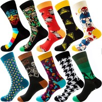 200N Fashion Lot de 10 paires de chaussettes pour homme, assortiment de couleurs, fantaisie, en coton, motifs peinture à l'huile et dessins animés