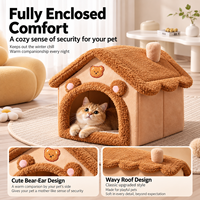 Lit pour chien et chat, niche, mignon, rayé, épais, fourré, lavable, chaud, doux, confortable, luxueux, hiver, intérieur
