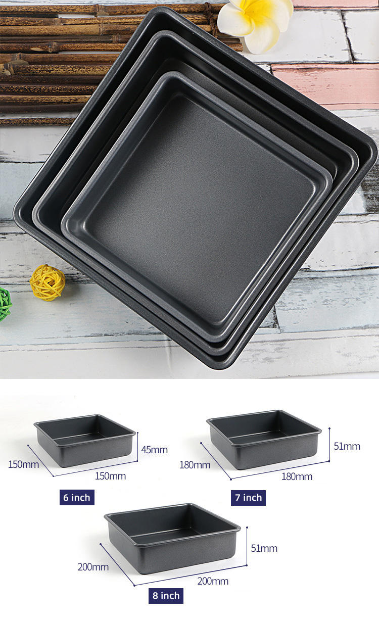 Wholesale Kitchen Bakeware Inch Carbon Steel Square Cake Pan