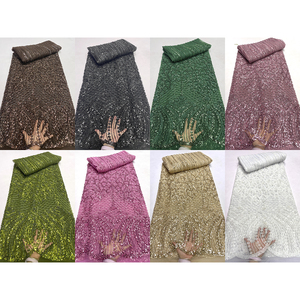 Nuovo Tessuto in Pizzo con Perline CHOCOO, 5 Iarde, Pizzo <span class=keywords><strong>da</strong></span> <span class=keywords><strong>Sposa</strong></span> all'Ingrosso, Perline e Paillettes, Ricami in Pizzo per Abbigliamento Femminile - Product Image 6