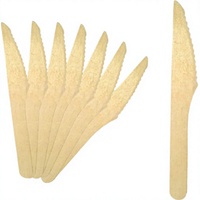 6.25 Couteaux jetables modernes biodégradables en bois/ustensiles naturels - Paquet de 100 pièces