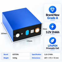 Sel Baterai Prismatik LiFePO4 GOTION 3.2V 314Ah Grade A Baru 12000+ Siklus Daya Tinggi untuk Penyimpanan Energi Surya ESS BESS