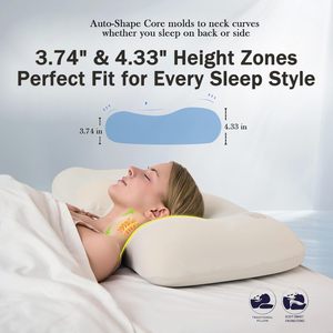 Almohada Cervical para Dormir de Lado, Alivio del Dolor de Cuello, Espuma Viscoelástica, Forma de Mariposa, Transpirable, Ecológica, Duradera (Blanca) - Product Image 3