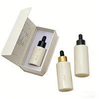Flacon compte-gouttes rond en verre de luxe avec boîte cadeau pour sérum et huile essentielle, emballage cosmétique, flacon compte-gouttes avec boîte