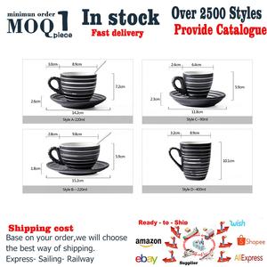 गर्म बेच कॉफी कप चम्मच के साथ सेट 4 आकार के साथ ज़ेबरा धारी शीशे का आवरण सिरेमिक मग के साथ पकवान चीनी मिट्टी के बरतन चाय कप संभालती - Product Image 6