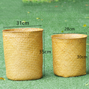 Cesto portaoggetti in tessuto paglierino di colore naturale senza maniglia per l'organizzazione di un soggiorno domestico cesto gioielli e cesto di fiori - Product Image 2