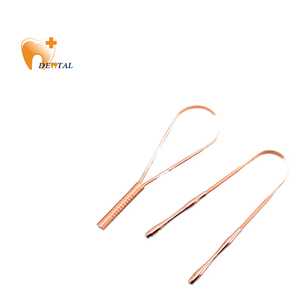 Limpiador de Lengua Reutilizable de Doble Cara Antideslizante en Forma de U de Cobre y Acero Inoxidable, Herramienta Dental Ecológica, Raspador de Lengua - Product Image 1
