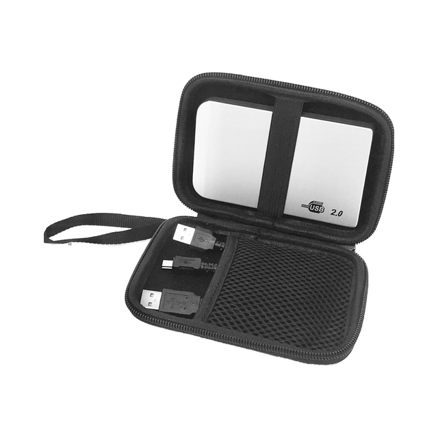 Hard Drive Case Portable Shockproof EVA Zipper Closure Carry Pouch External Hardrive Cables Lightweight Protective 2.5 Inch