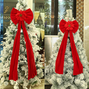 Christmas Velvet Oversized Bow <b>Tree</b> Decoration 20 X 15 Inch Red For Christmas Wedding New Year Scene - Product Image 1