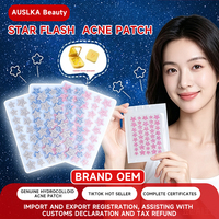 Parches Hidrocoloides para el Acné AUSLKA con Forma de Estrella y Brillo, Corrector Invisible para Granos, Etiqueta Privada, para Todo Tipo de Piel