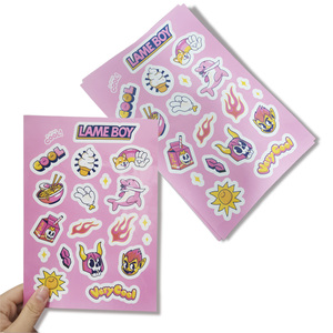 Custom Design Personalized Logo Self Adhesive Waterproof PVC Vinyl Cartoon Die Cut Sticker Sheet