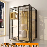 Villa pour chat Factory Cat, structure en acier carbone de haute qualité sur mesure avec verre trempé, 120*180*200 cm, espace luxueux pour chat