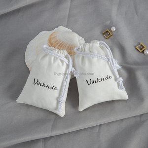 Factory Sale Eco-Friendly <b>White</b> Cotton Dust <b>Bag</b> 7*9 cm Drawstring Pouches for Earrings Cosmetic Jewelry Packaging with Rope - Product Image 6