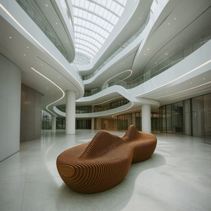 Panca Lunga Parametrica Personalizzabile in Legno Massello, Sedia Parametrica in Legno Tagliato, Arredamento per Interni ed Esterni - Product Image 3