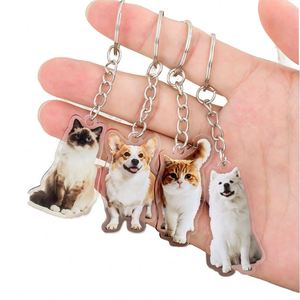Porte-clés personnalisé avec portrait d'animal de compagnie, photo en acrylique, breloque chat chien, cadeau commémoratif personnalisé, porte-clés pour amoureux des animaux, pendentif de sac - Product Image 1