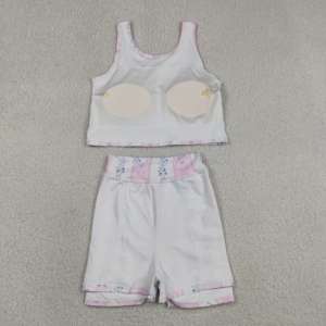 ชุดโยคะเด็กผู้หญิงแขนกุดลายดอกไม้สีชมพูพร้อมโบว์ รุ่น GSD2216 rts Little active girl ขายส่งสำหรับเด็กผู้หญิงช่วงฤดูร้อน - Product Image 3