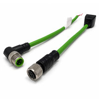 Cable adaptador Ethernet industrial M12 de 4 pines con código D hembra a RJ45 hembra, recto o en ángulo, con arnés de cableado personalizado