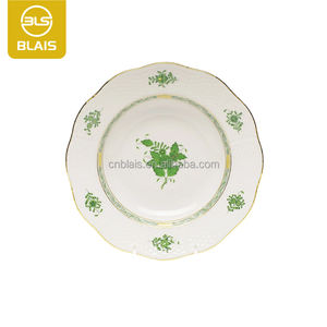 Assiette à Dessert écologique en porcelaine fine Style classique rose violet bleu orange gris vague jante Bouquet lave-vaisselle céladon - Product Image 4