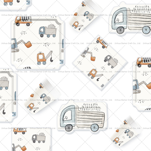 Articles de fête d'anniversaire DAMAI Construction avec un ensemble de vaisselle sur le thème du tracteur et du camion, assiettes, gobelets, serviettes, couverts pour enfants - Product Image 4